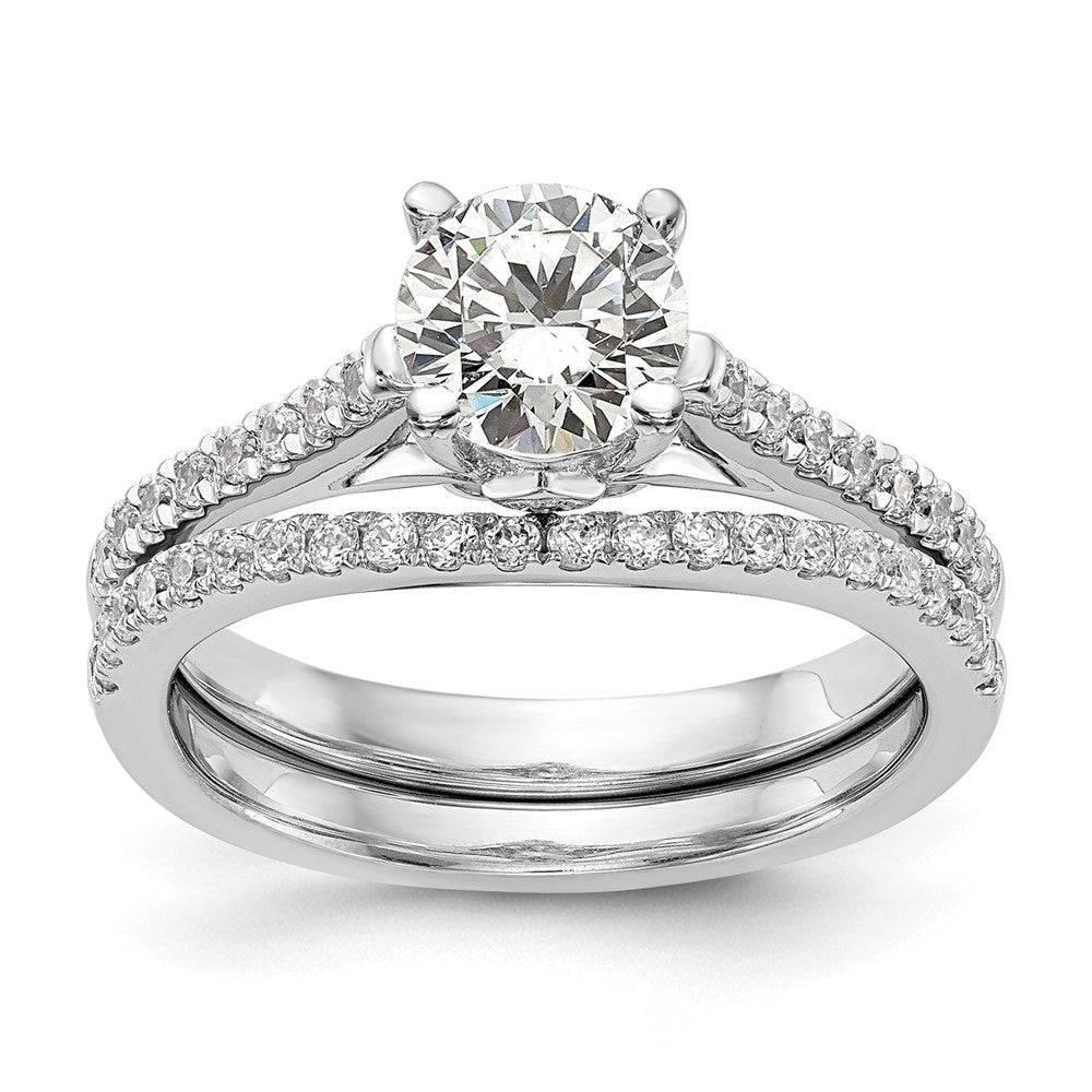 14K White Gold (Holds 1 carat (6.5mm) Round Center) 1/4 carat Diamond Semi-Mount Engagement Ring