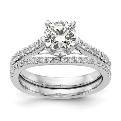 14K White Gold (Holds 1 carat (6.5mm) Round Center) 1/4 carat Diamond Semi-Mount Engagement Ring