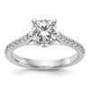 14K White Gold (Holds 1 carat (6.5mm) Round Center) 1/4 carat Diamond Semi-Mount Engagement Ring