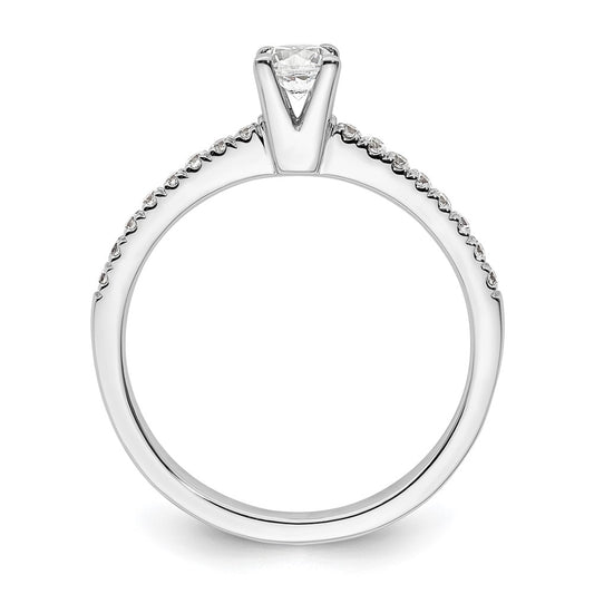 14k White Gold (Holds 1/4 carat (4.00mm) Round Center) 1/6 carat Diamond Semi-mount Engagement Ring