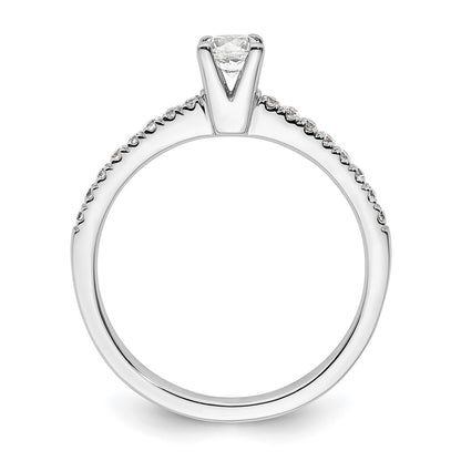 14k White Gold (Holds 1/4 carat (4.00mm) Round Center) 1/6 carat Diamond Semi-mount Engagement Ring