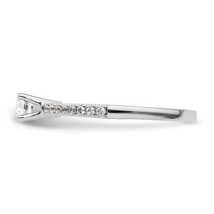 14k White Gold (Holds 1/4 carat (4.00mm) Round Center) 1/6 carat Diamond Semi-mount Engagement Ring