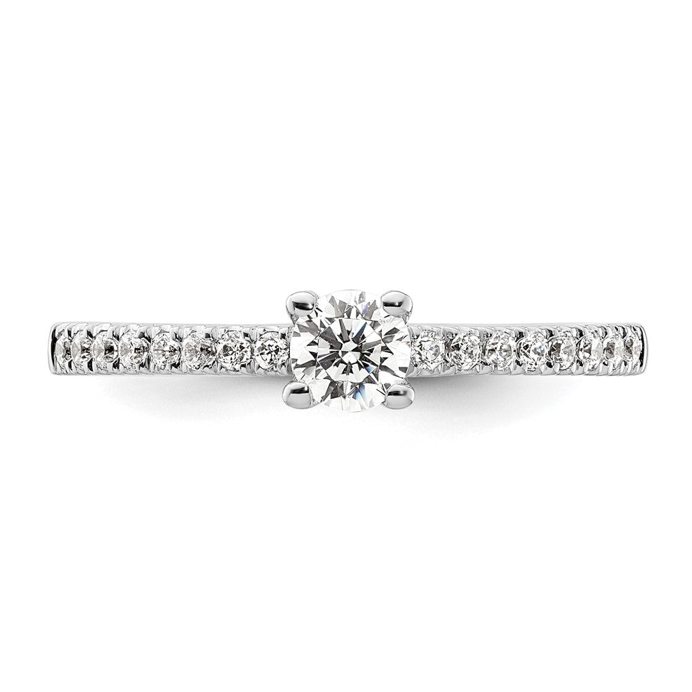 14k White Gold (Holds 1/4 carat (4.00mm) Round Center) 1/6 carat Diamond Semi-mount Engagement Ring