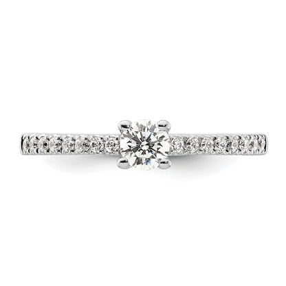 14k White Gold (Holds 1/4 carat (4.00mm) Round Center) 1/6 carat Diamond Semi-mount Engagement Ring
