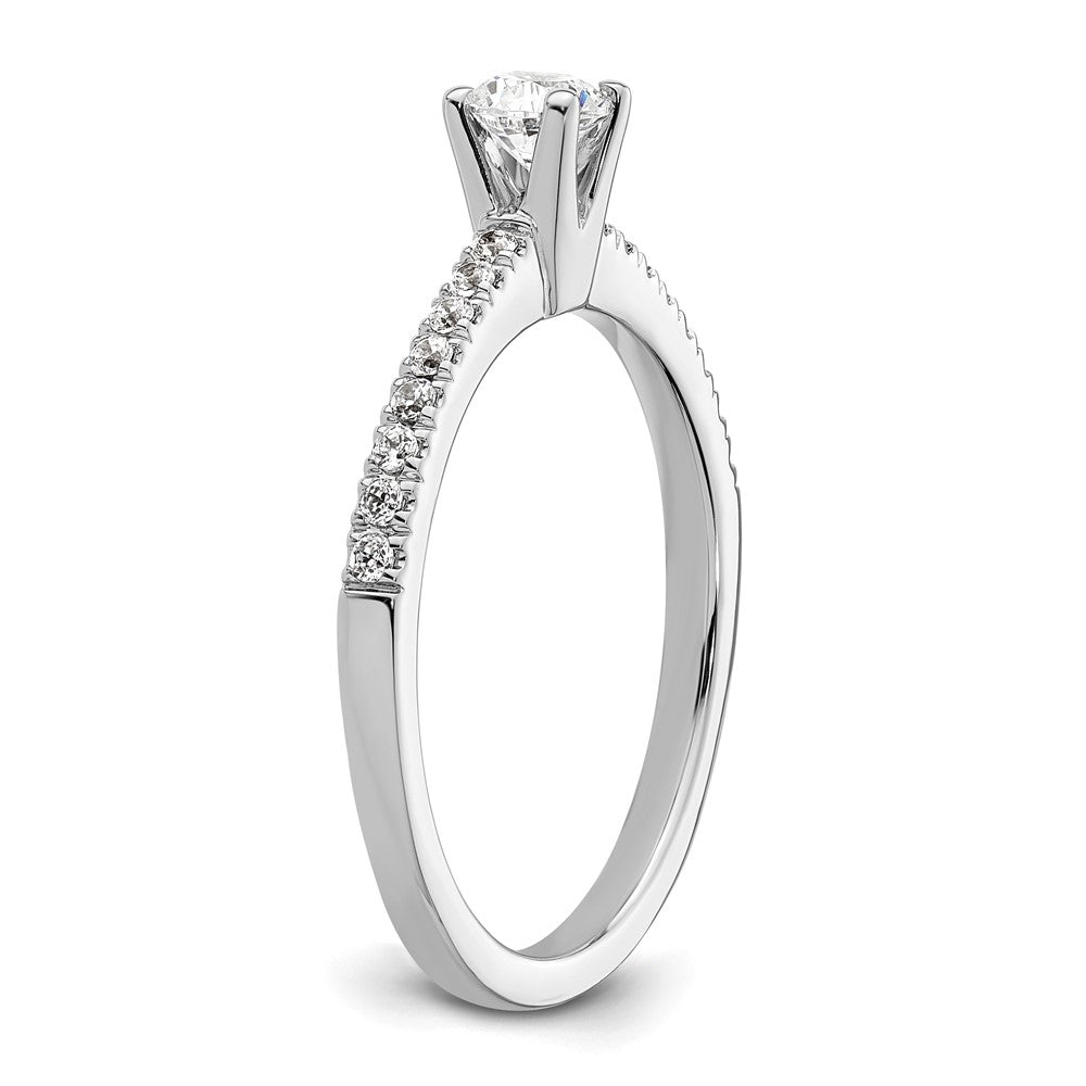 14k White Gold (Holds 1/4 carat (4.00mm) Round Center) 1/6 carat Diamond Semi-mount Engagement Ring