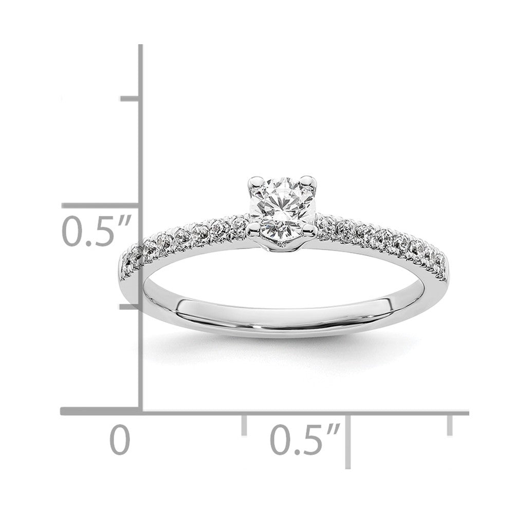 14k White Gold (Holds 1/4 carat (4.00mm) Round Center) 1/6 carat Diamond Semi-mount Engagement Ring