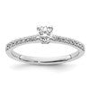 14k White Gold (Holds 1/4 carat (4.00mm) Round Center) 1/6 carat Diamond Semi-mount Engagement Ring