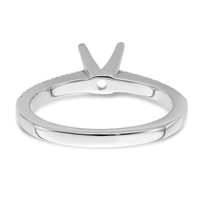 14k White Gold (Holds 1/2 carat (5.2mm) Round Center) 1/5 carat Diamond Semi-mount Engagement Ring