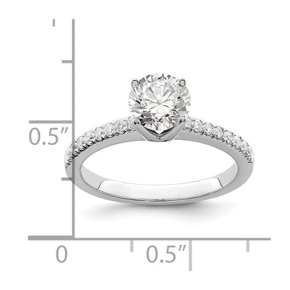 14k White Gold (Holds 1/2 carat (5.2mm) Round Center) 1/5 carat Diamond Semi-mount Engagement Ring