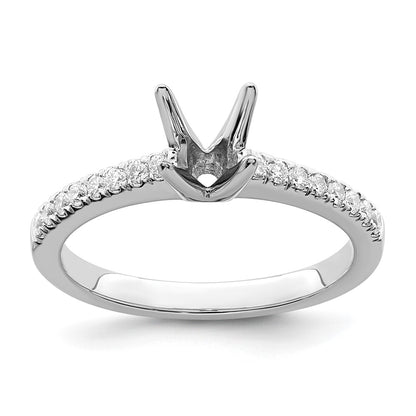 14k White Gold (Holds 1/2 carat (5.2mm) Round Center) 1/5 carat Diamond Semi-mount Engagement Ring