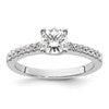 14k White Gold (Holds 3/4 carat (5.8mm) Round Center) 1/4 carat Diamond Semi-mount Engagement Ring