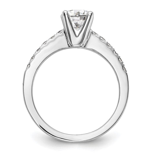 14k White Gold (Holds 1 carat (6.5mm) Round Center) 1/3 carat Diamond Semi-mount Engagement Ring