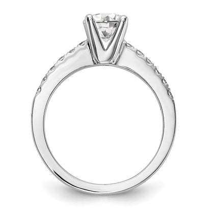 14k White Gold (Holds 1 carat (6.5mm) Round Center) 1/3 carat Diamond Semi-mount Engagement Ring
