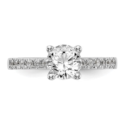 14k White Gold (Holds 1 carat (6.5mm) Round Center) 1/3 carat Diamond Semi-mount Engagement Ring