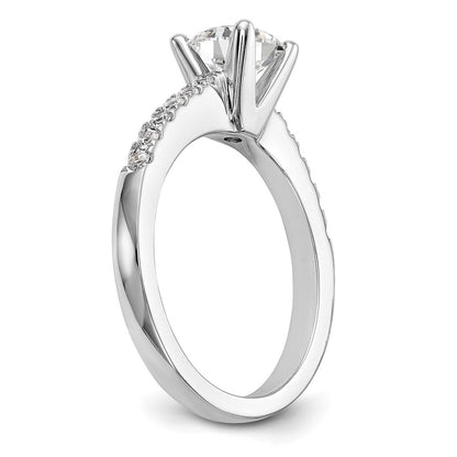 14k White Gold (Holds 1 carat (6.5mm) Round Center) 1/3 carat Diamond Semi-mount Engagement Ring