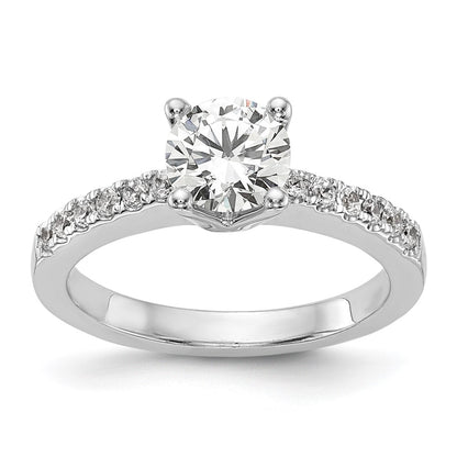 14k White Gold (Holds 1 carat (6.5mm) Round Center) 1/3 carat Diamond Semi-mount Engagement Ring