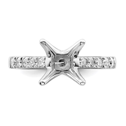 14k White Gold (Holds 2 carat (8.2mm) Round Center) 3/8 carat Diamond Semi-mount Engagement Ring