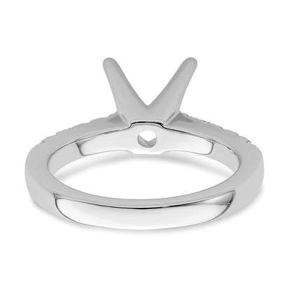 14k White Gold (Holds 2 carat (8.2mm) Round Center) 3/8 carat Diamond Semi-mount Engagement Ring
