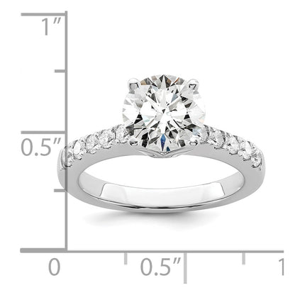 14k White Gold (Holds 2 carat (8.2mm) Round Center) 3/8 carat Diamond Semi-mount Engagement Ring