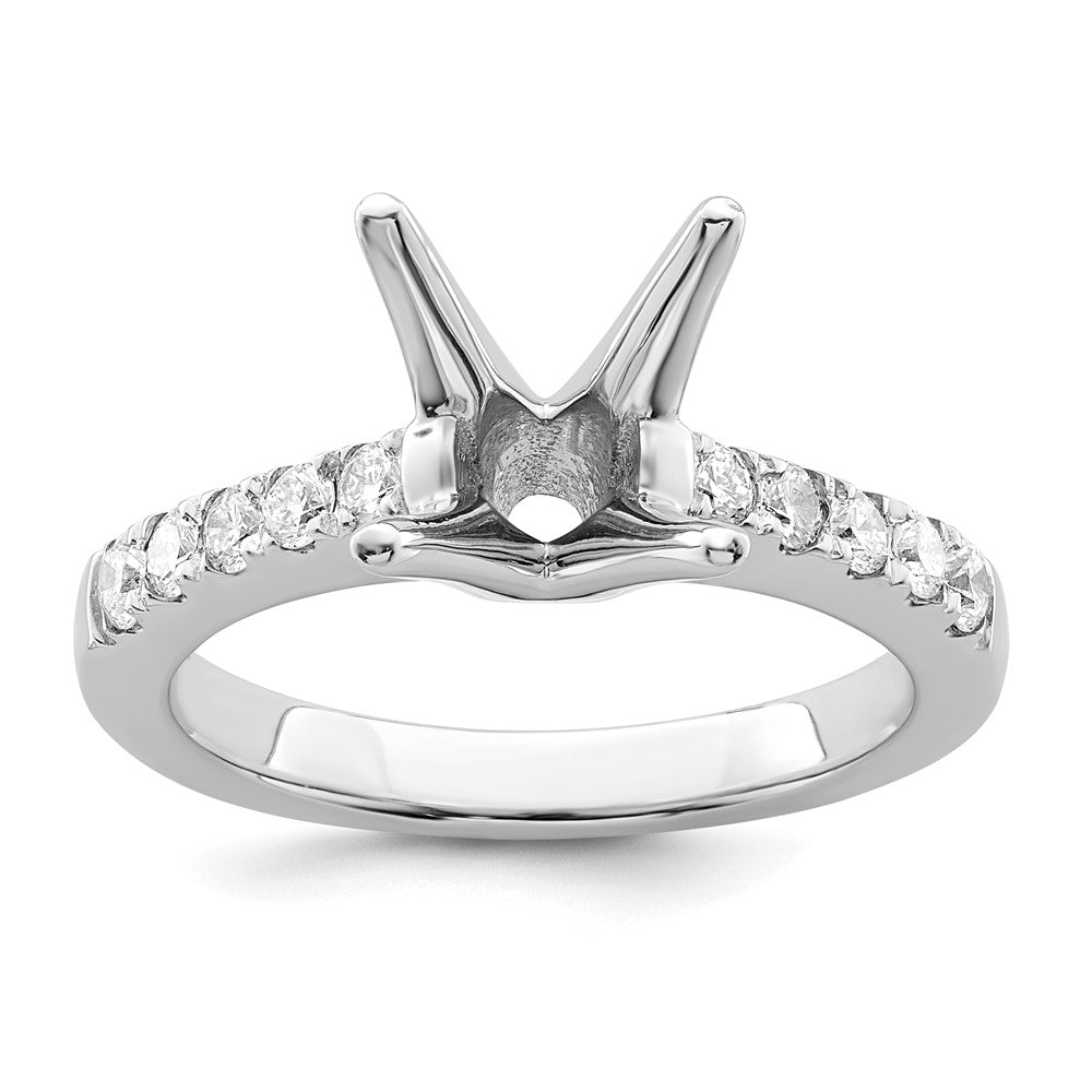 14k White Gold (Holds 2 carat (8.2mm) Round Center) 3/8 carat Diamond Semi-mount Engagement Ring