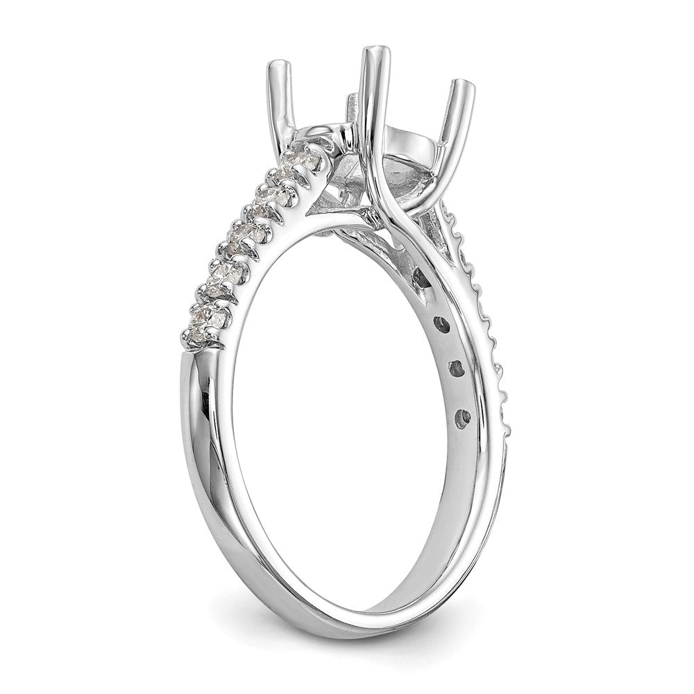 14k White Gold (Holds 1.5 carat (7.5mm) Round Center) 1/3 carat Diamond Semi-Mount Engagement Ring