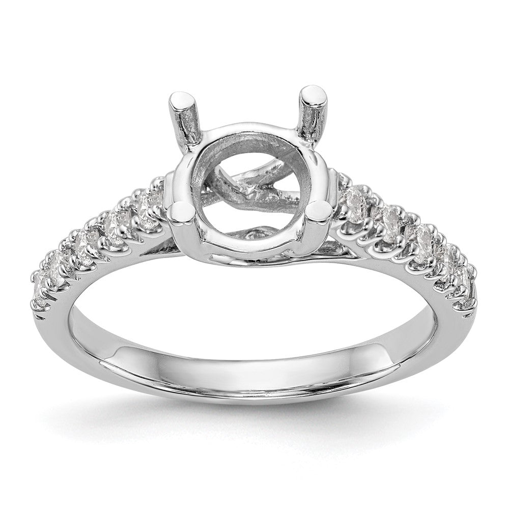 14k White Gold (Holds 1.5 carat (7.5mm) Round Center) 1/3 carat Diamond Semi-Mount Engagement Ring