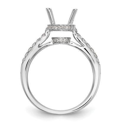 14k White Gold (Holds 1.25 carat (7.00mm) Round Center) 3/8 carat Diamond Semi-Mount Engagement Ring