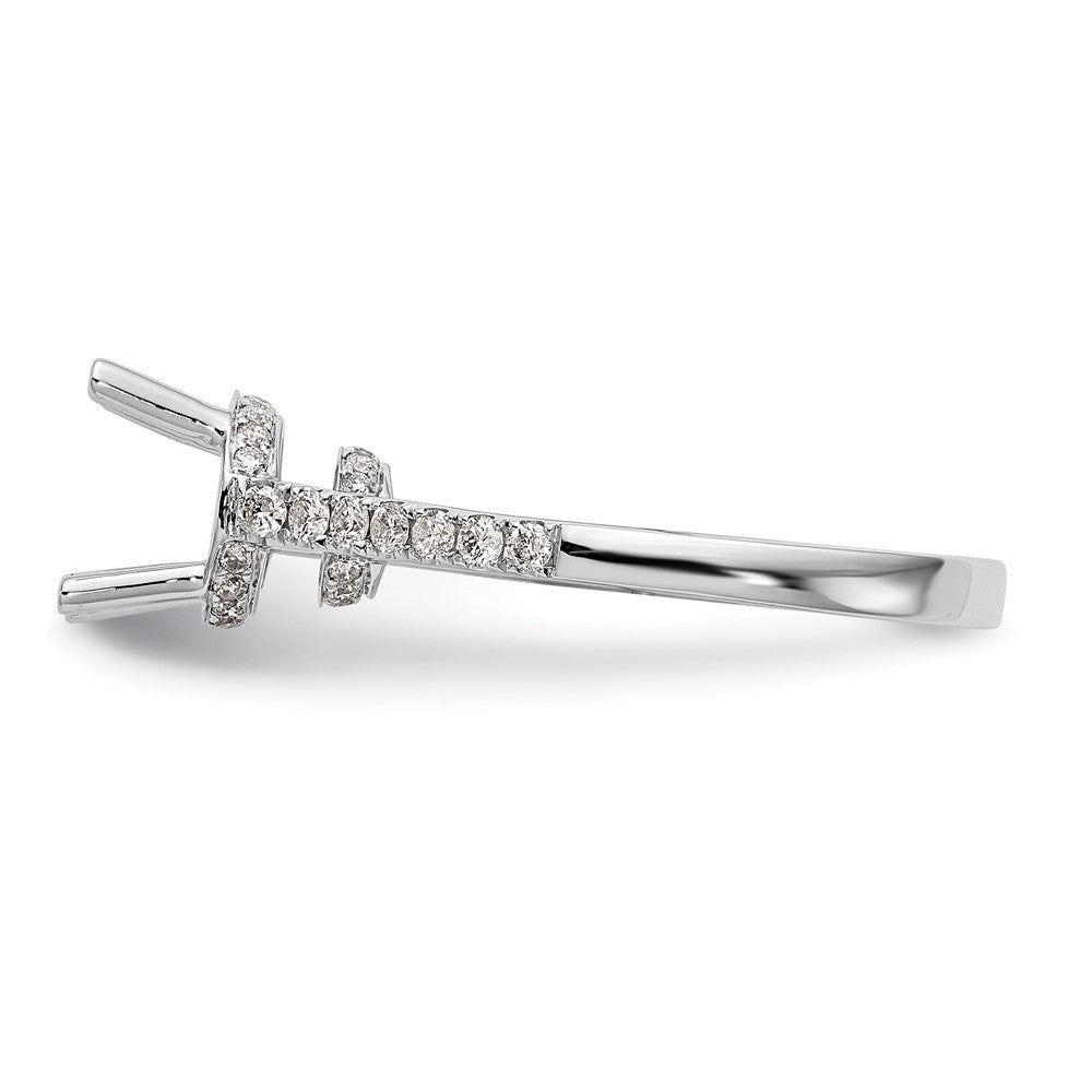 14k White Gold (Holds 1.25 carat (7.00mm) Round Center) 3/8 carat Diamond Semi-Mount Engagement Ring