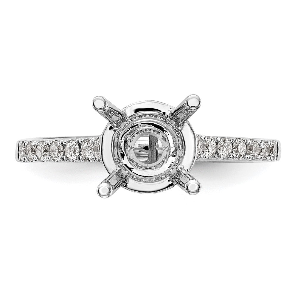 14k White Gold (Holds 1.25 carat (7.00mm) Round Center) 3/8 carat Diamond Semi-Mount Engagement Ring