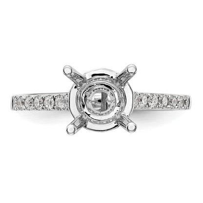14k White Gold (Holds 1.25 carat (7.00mm) Round Center) 3/8 carat Diamond Semi-Mount Engagement Ring