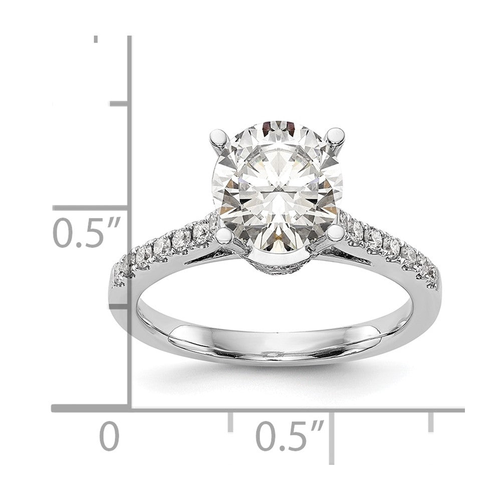 14k White Gold (Holds 1.25 carat (7.00mm) Round Center) 3/8 carat Diamond Semi-Mount Engagement Ring