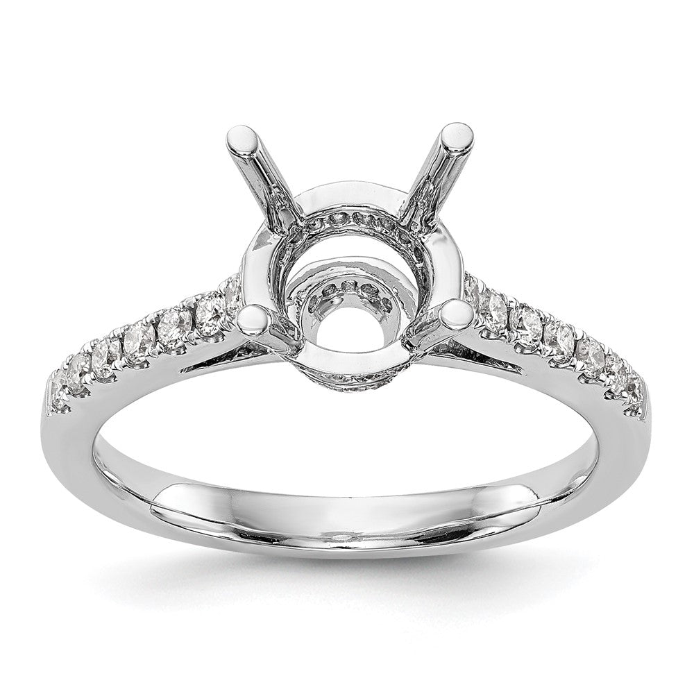 14k White Gold (Holds 1.25 carat (7.00mm) Round Center) 3/8 carat Diamond Semi-Mount Engagement Ring