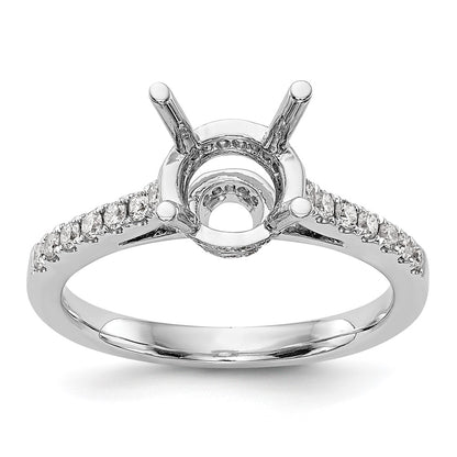 14k White Gold (Holds 1.25 carat (7.00mm) Round Center) 3/8 carat Diamond Semi-Mount Engagement Ring