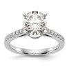 14k White Gold (Holds 1.25 carat (7.00mm) Round Center) 3/8 carat Diamond Semi-Mount Engagement Ring