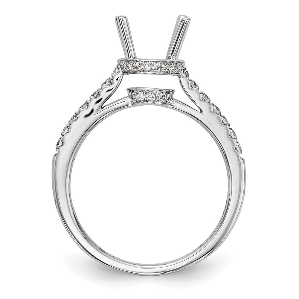 14k White Gold (Holds 1.5 carat (7.50mm) Round Center) 1/3 carat Diamond Semi-Mount Engagement Ring