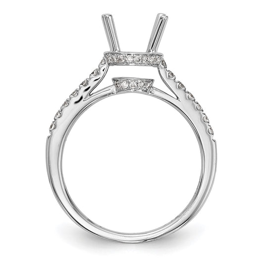 14k White Gold (Holds 1.5 carat (7.50mm) Round Center) 1/3 carat Diamond Semi-Mount Engagement Ring