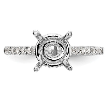 14k White Gold (Holds 1.5 carat (7.50mm) Round Center) 1/3 carat Diamond Semi-Mount Engagement Ring