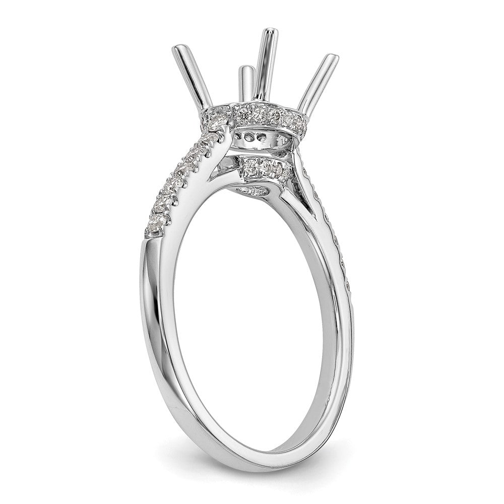 14k White Gold (Holds 1.5 carat (7.50mm) Round Center) 1/3 carat Diamond Semi-Mount Engagement Ring