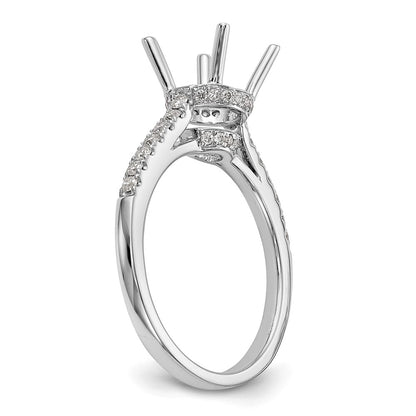 14k White Gold (Holds 1.5 carat (7.50mm) Round Center) 1/3 carat Diamond Semi-Mount Engagement Ring