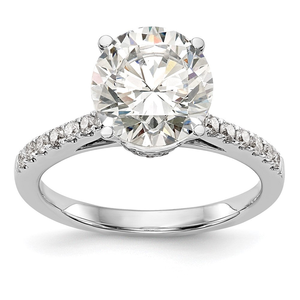 14k White Gold (Holds 1.5 carat (7.50mm) Round Center) 1/3 carat Diamond Semi-Mount Engagement Ring