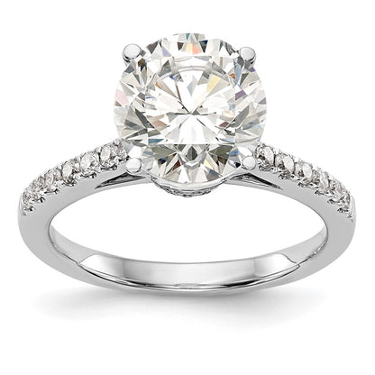 14k White Gold (Holds 1.5 carat (7.50mm) Round Center) 1/3 carat Diamond Semi-Mount Engagement Ring