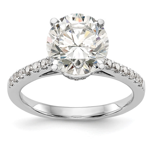 14k White Gold (Holds 1.5 carat (7.50mm) Round Center) 1/3 carat Diamond Semi-Mount Engagement Ring