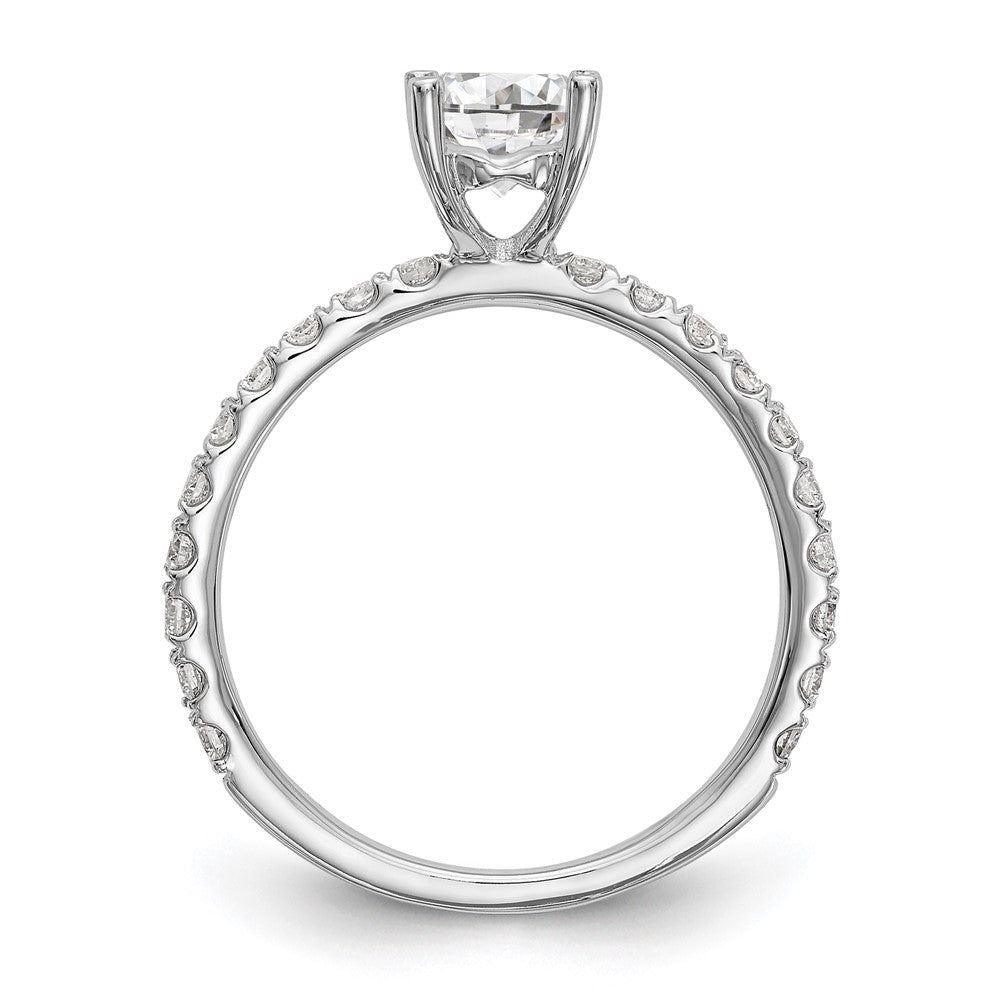 14k White Gold (Holds 1 carat (6.5mm) Round Center) 1/3 carat Diamond Semi-Mount Engagement Ring