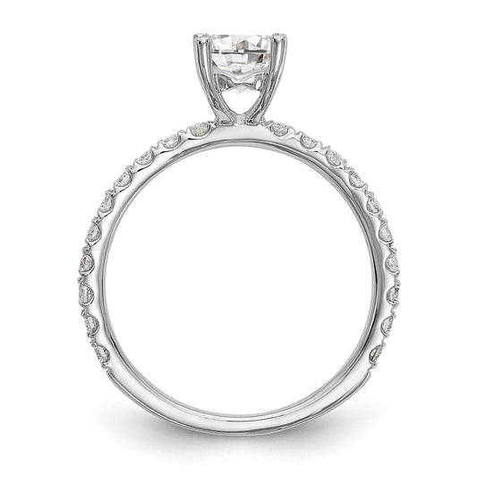 14k White Gold (Holds 1 carat (6.5mm) Round Center) 1/3 carat Diamond Semi-Mount Engagement Ring