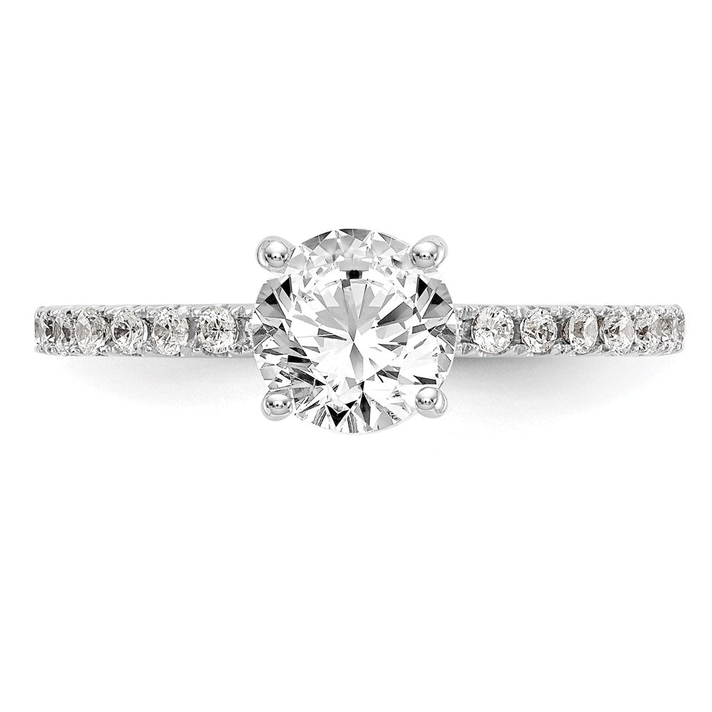 14k White Gold (Holds 1 carat (6.5mm) Round Center) 1/3 carat Diamond Semi-Mount Engagement Ring