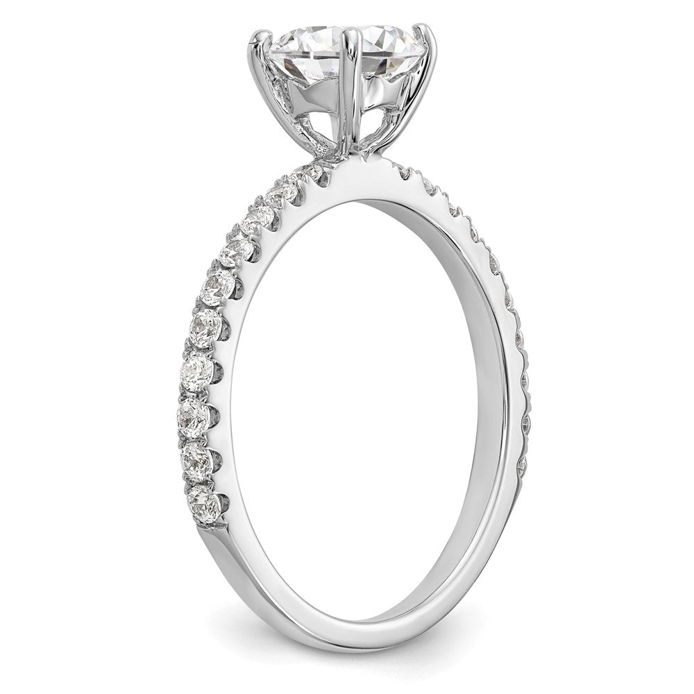 14k White Gold (Holds 1 carat (6.5mm) Round Center) 1/3 carat Diamond Semi-Mount Engagement Ring