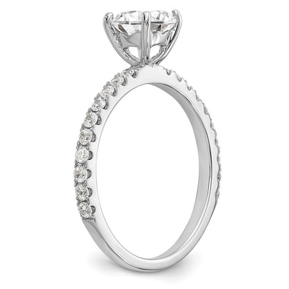 14k White Gold (Holds 1 carat (6.5mm) Round Center) 1/3 carat Diamond Semi-Mount Engagement Ring