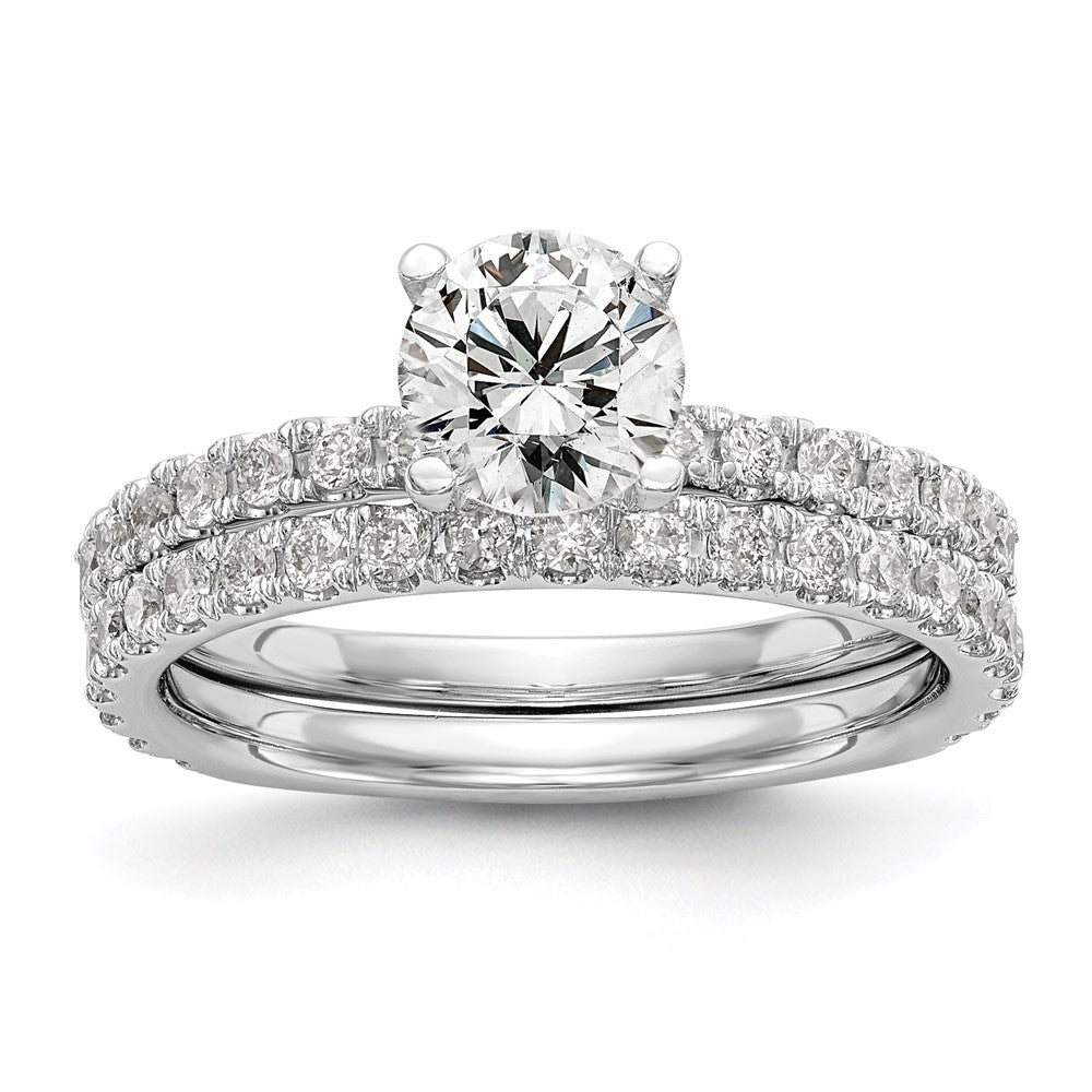 14k White Gold (Holds 1 carat (6.5mm) Round Center) 1/3 carat Diamond Semi-Mount Engagement Ring
