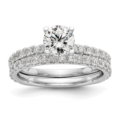 14k White Gold (Holds 1 carat (6.5mm) Round Center) 1/3 carat Diamond Semi-Mount Engagement Ring