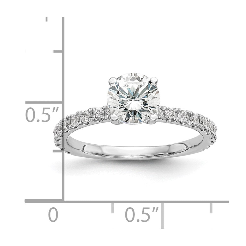 14k White Gold (Holds 1 carat (6.5mm) Round Center) 1/3 carat Diamond Semi-Mount Engagement Ring